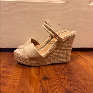 Beige Espadrille Wedge Sandals